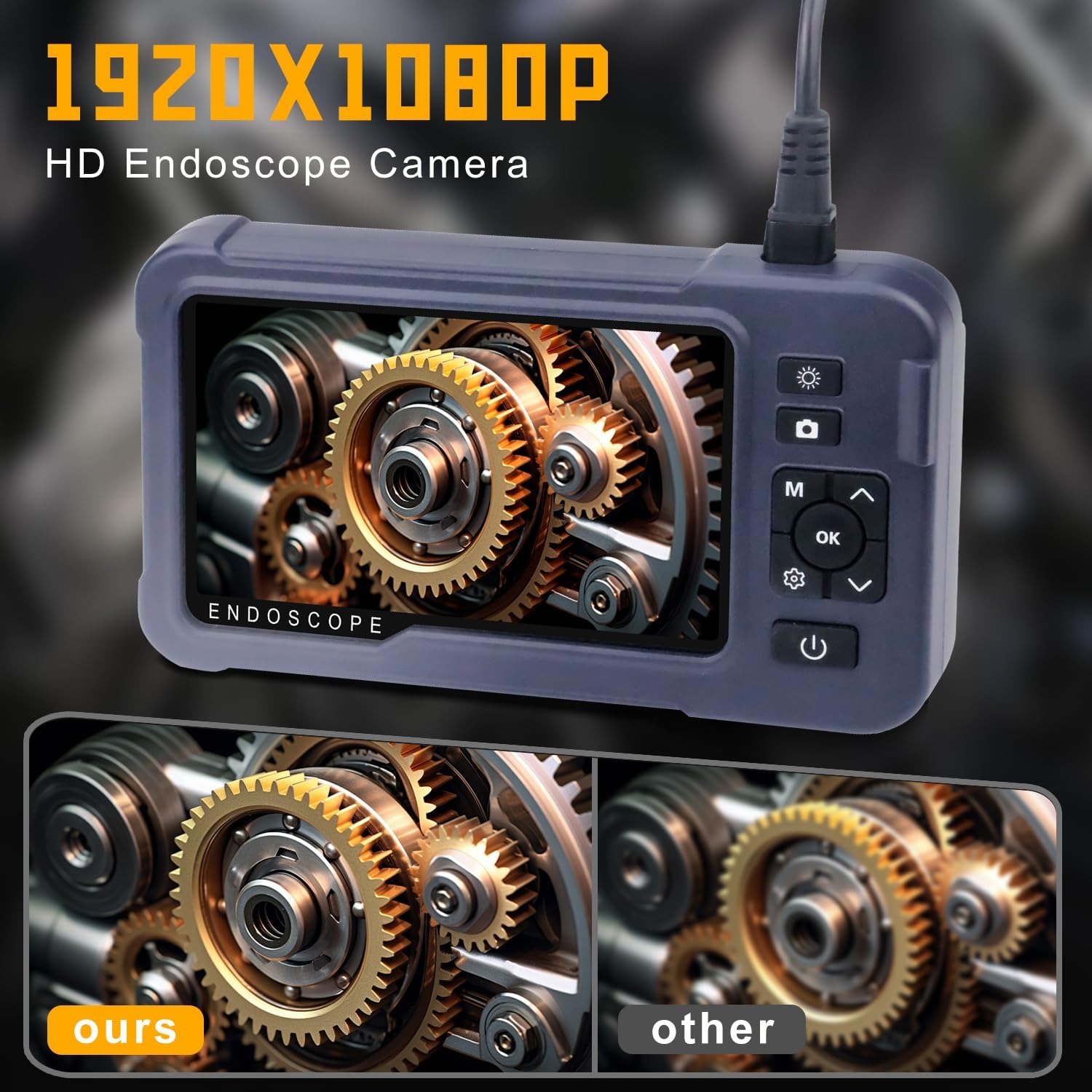 Endoscope Camera with Light, 1080P HD Borescope with 8 Adjustable Lights, 5" Endoscope with 16.4ft Semi-Rigid Snake Camera, IP67 Waterproof Borescopese for Sewer, Cool Gadgets & Tools for Men