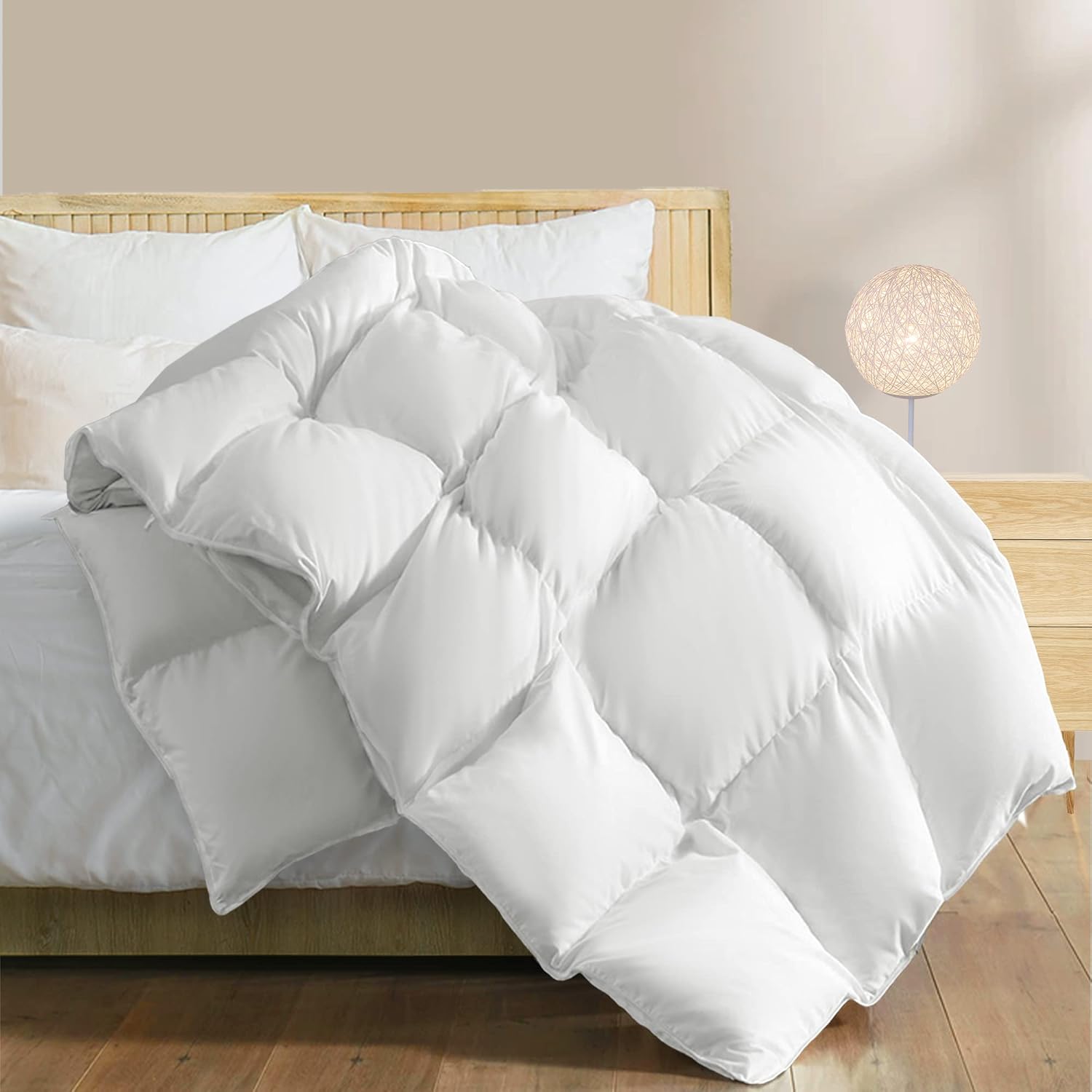 Deodar Natural Goose Feather and Down Comforter Twin Size,Soft White Bedding Throw Down Blanket Full Size,White Quilted Feather Down Comforters with Corner Tabs,Feather Bedding Duvet Insert(68"x90") Lightweight-white Twin