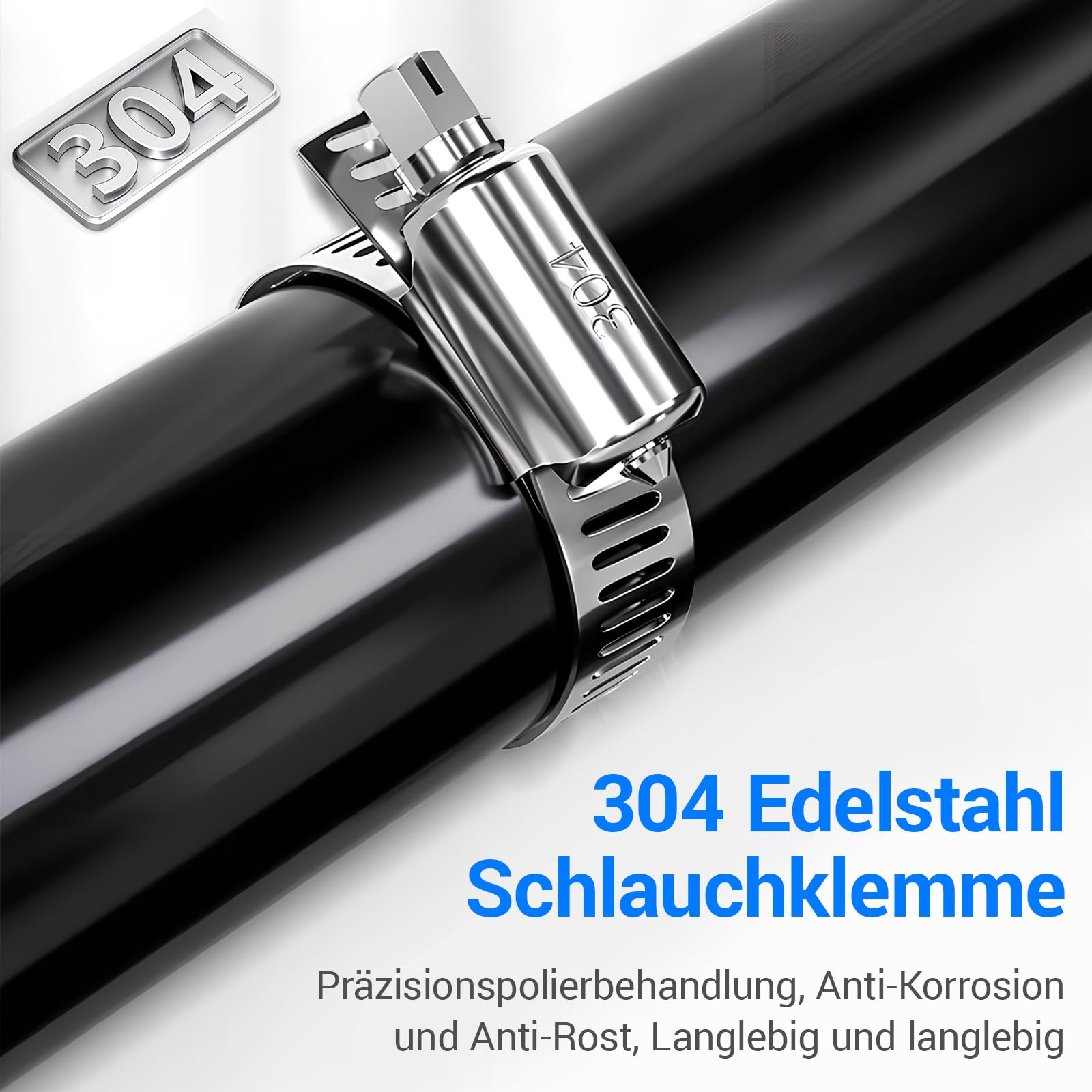 6 Stück Schlauchschellen verstellbar 72 – 95 mm, Schlauchschelle aus Edelstahl, Schraubschellen mit Metallschrauben, Bolzen, Schlauchschellen für Benzinschläuche, Diesel, Pool