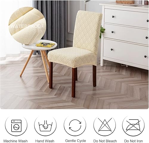 Miniatura 7 de Genina Fundas impermeables para sillas de comedor, fundas elásticas de jacquard para sillas de comedor, extraíbles y lavables, protector de silla