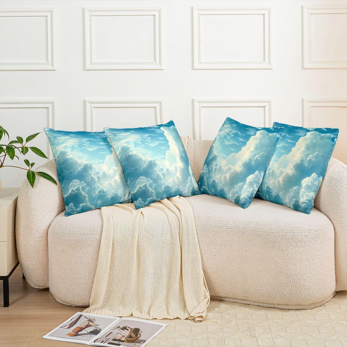Erosebridal Clouds Throw Pillow Covers 18x18 Set of 2 Blue Sky Pillow Covers Natural Landscape Design Cushion Cover Blue Sky and White Cloud Pillow Cases for Couch Sofa image 5