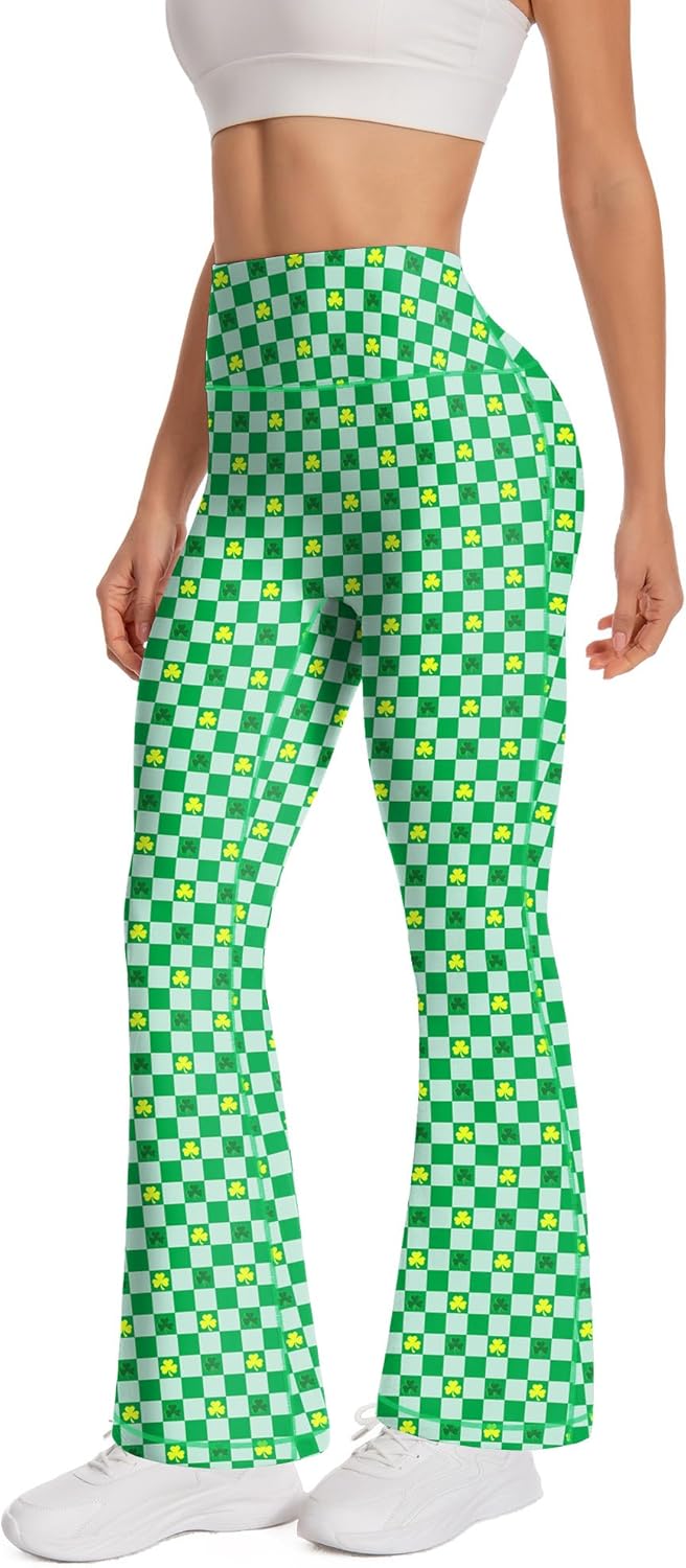 Women's St. Patrick's Day Yoga Pants, High Waist Bell Bottom, Flare Leggings Athletic Workout Pant - Image 3