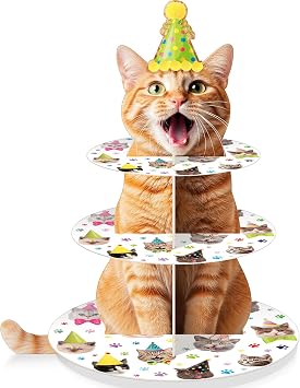 Weysat 1 Pcs 3 Tier Cat Cupcake Stand, Kitty Cupcake Stand Holder