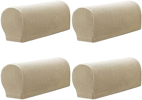 Sesselbezug, rutschfester Sessel, Sofa-Armlehnenschoner, für Möbelschoner, 4er-Set (Beige) Cover