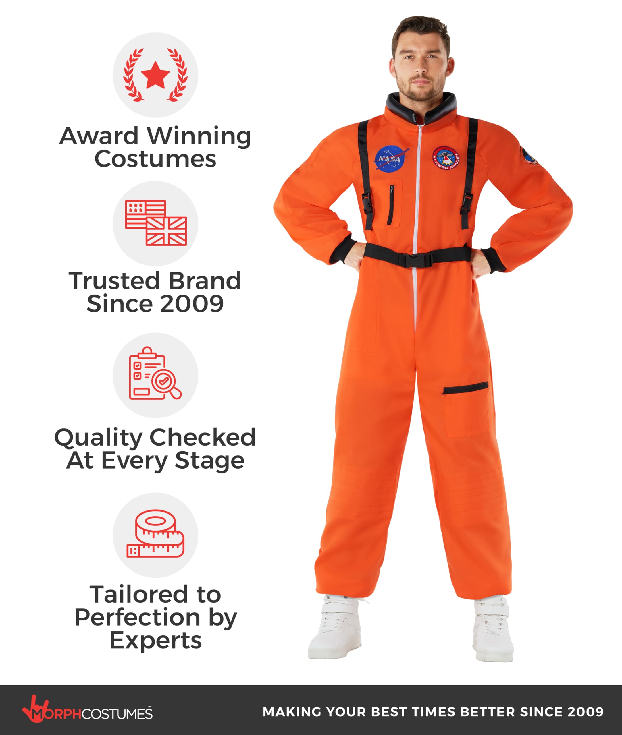 Morph Astronauten Kostüm Herren, Astronaut Kostüm Herren, Weltall Kostum, Faschingskostüme Männer, Karneval Kostüme