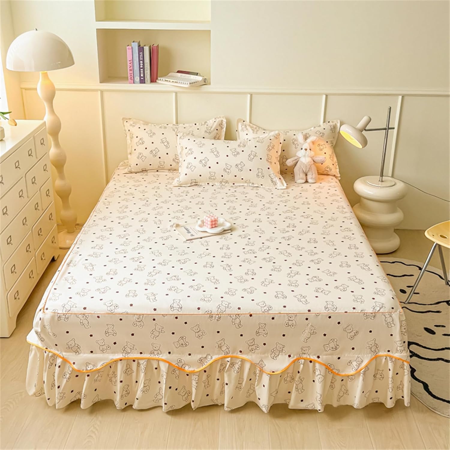 Drap-housse volanté en microfibre douce pour protéger le lit et cacher le sommier