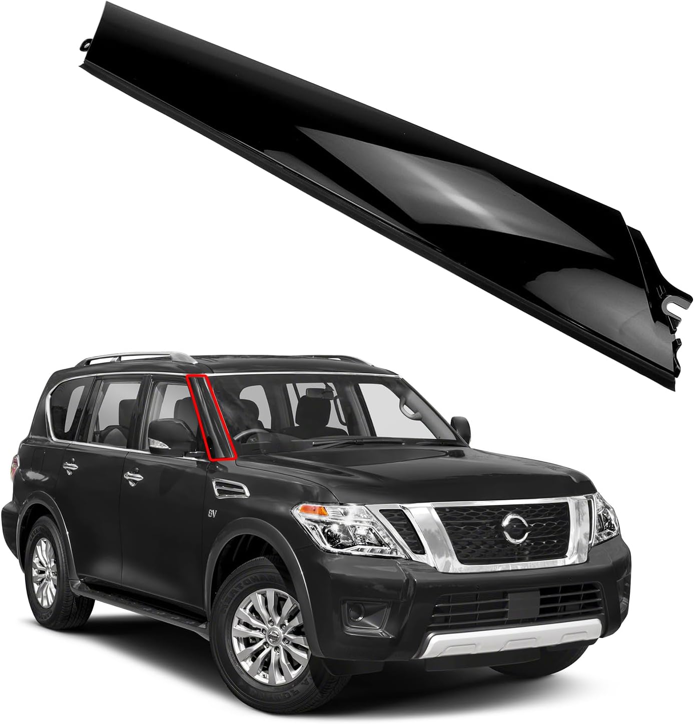 Right Front Pillar Finisher Trim Panel Moulding Passenger Side for Infiniti QX56 2011-2013 QX80 2014-2023 for Nissan Armada 2017-2023 76837-6JR0A