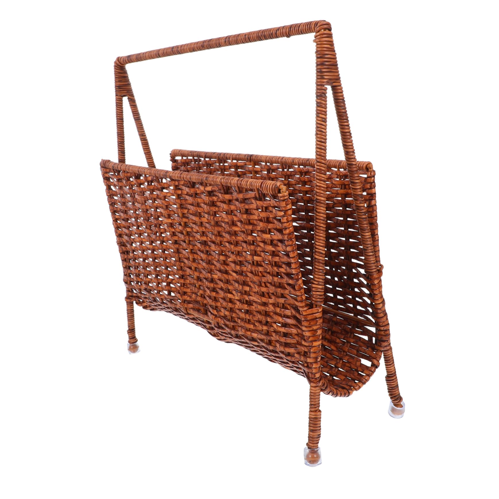 Revistero de ratán sintético para libros y decoración boho en el salón