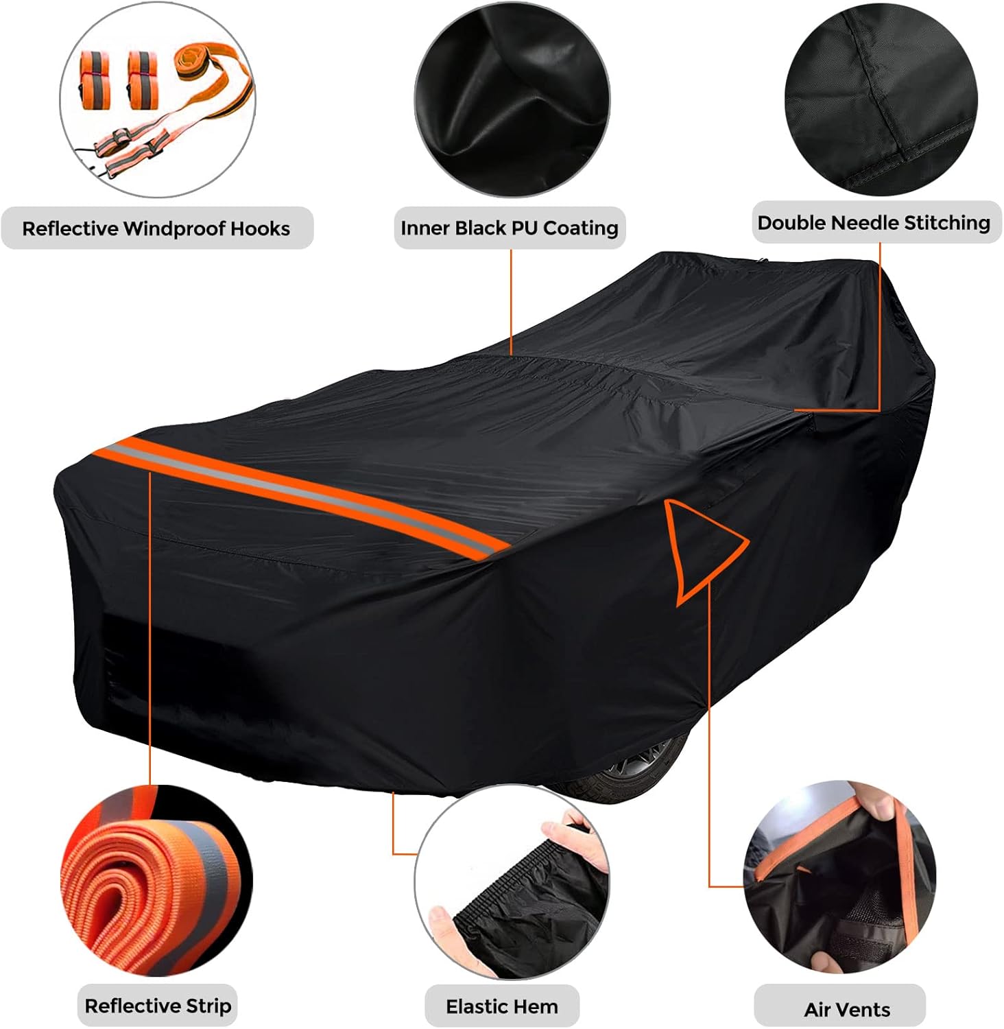 Waterproof Full Cover Replace for Polaris Slingshot Without Top Roof Model, 420D Oxford Cloth Custom-fit All Weather Car Covers with Reflective Strips and Air Vents for Snow Rain Dust Protection