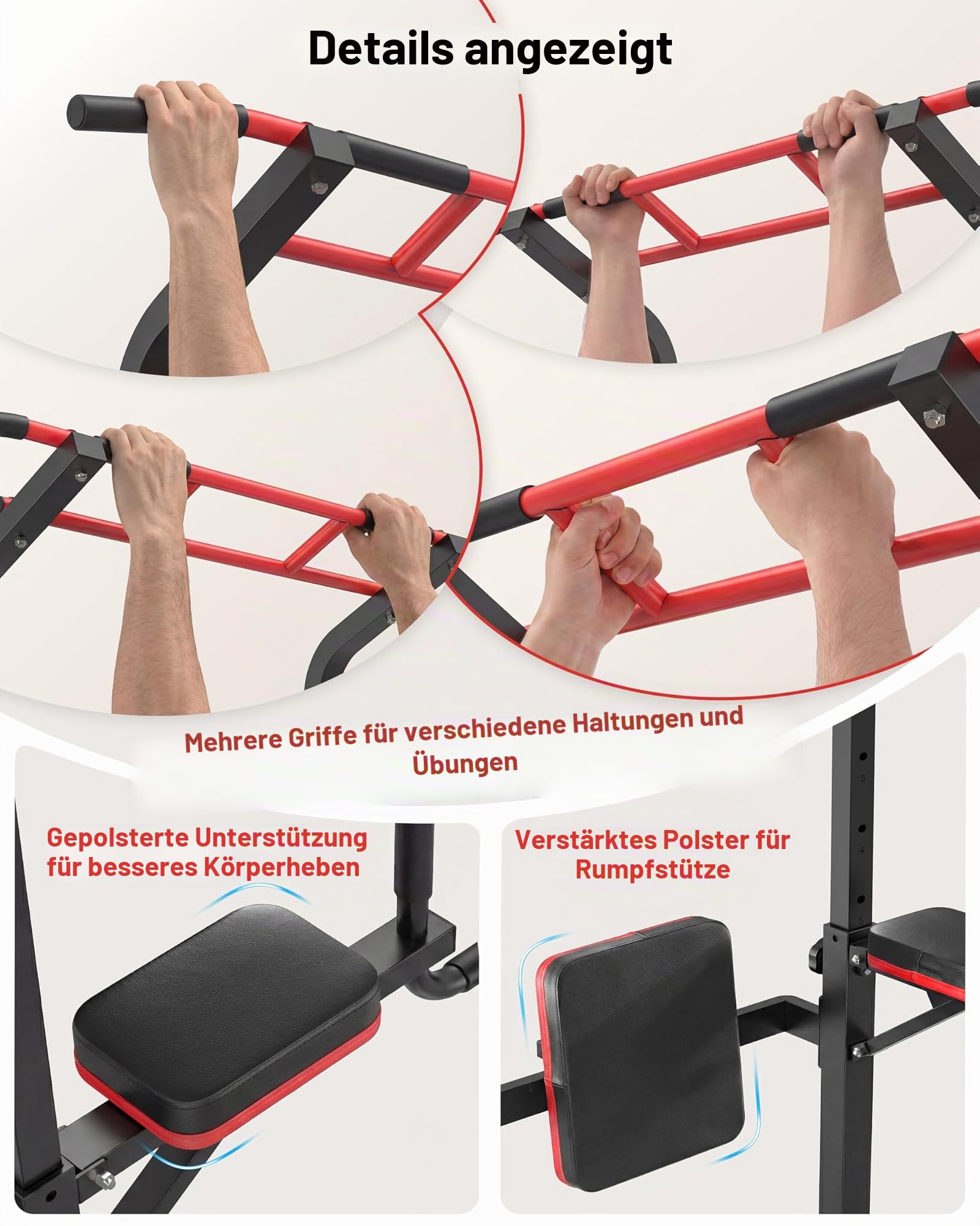 Power Tower Dip Station, Klimmzugstange Freistehend, Höhenverstellbare Krafttrainingsstation, Fitness Station, Pull Up Bar for Home Gym, Krafttraining für Zuhause, Ladekapazität bis zu 230 KG