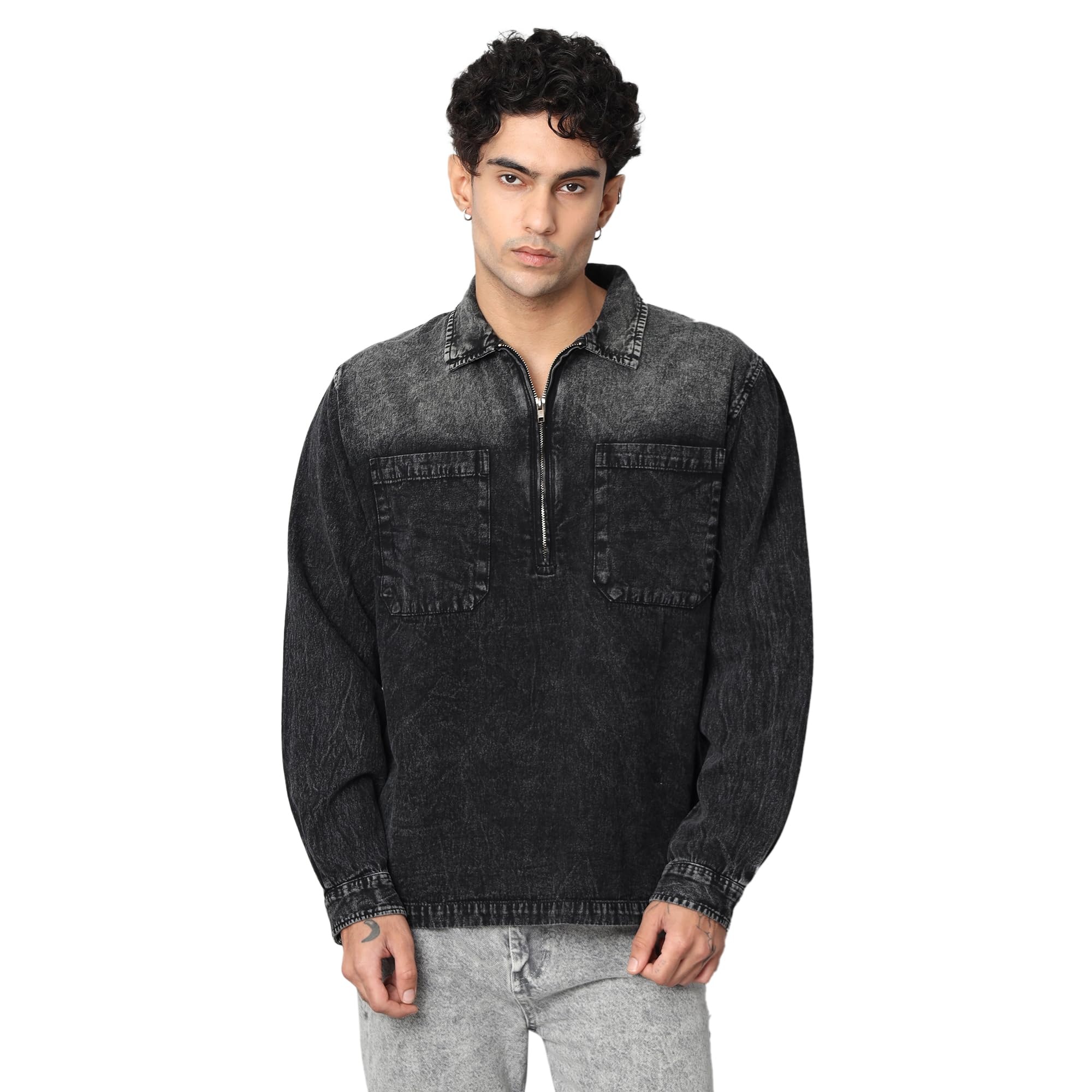 d... finish Men's Denim Full Sleeve T Shirt | Men Oversized T Shirt-picture-14