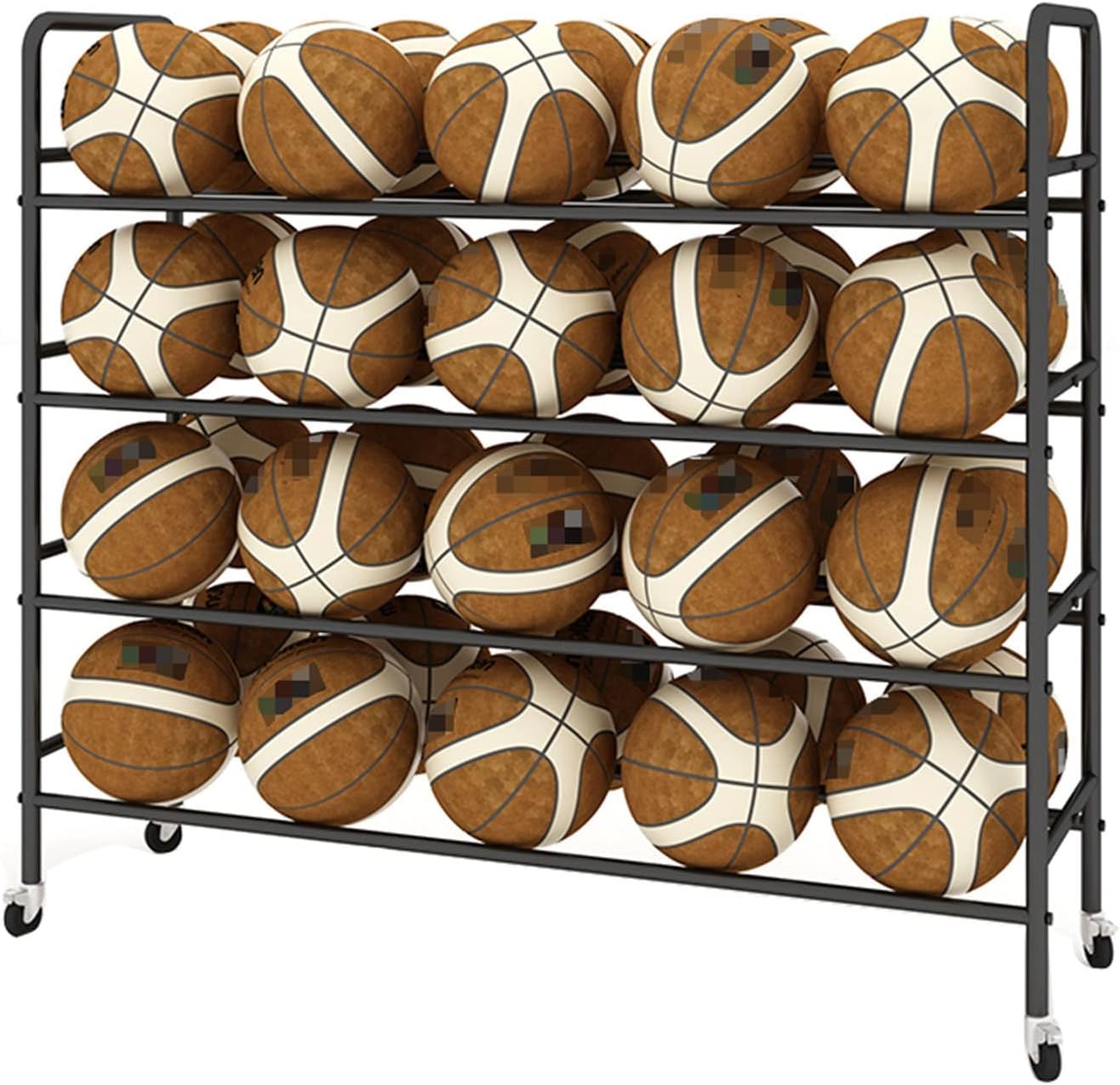 Rolling Basketball Storage Cart Basketball Racks with Wheels Sport Ball