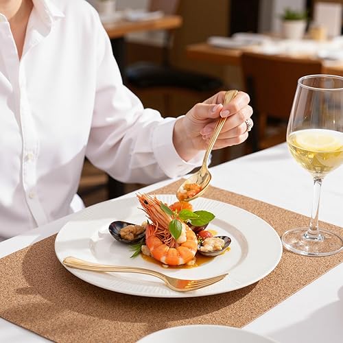 Miniatura 5 de WDF 160 piezas de cubiertos de plástico dorado - Cubiertos de oro resistentes Incluye 80 tenedores, 40 cucharas, 40 cuchillos, utensilios de