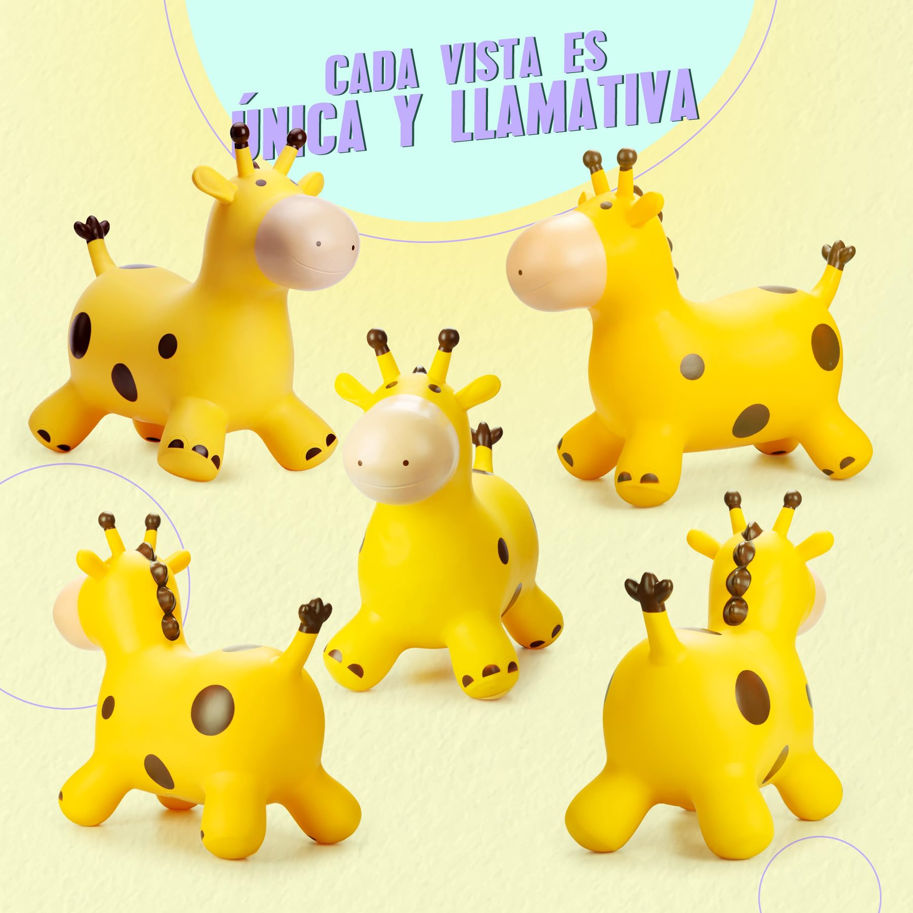 U&C Plant Animal Saltarín Caballo con Bomba Saltador niños Animal de Salto Saltar para niños de 1 a 6 años Bouncy Animal para Bebes & niño pequeño Sin BPA,Jirafa