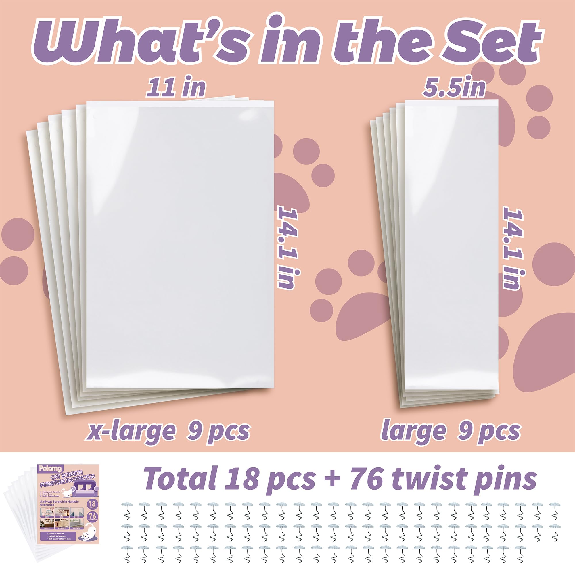 Protector de muebles antiarañazos, paquete de 18 protectores de sofá de un solo lado para gatos, cinta autoadhesiva para muebles, disuasorio transparente de arañazos para puertas de muebles