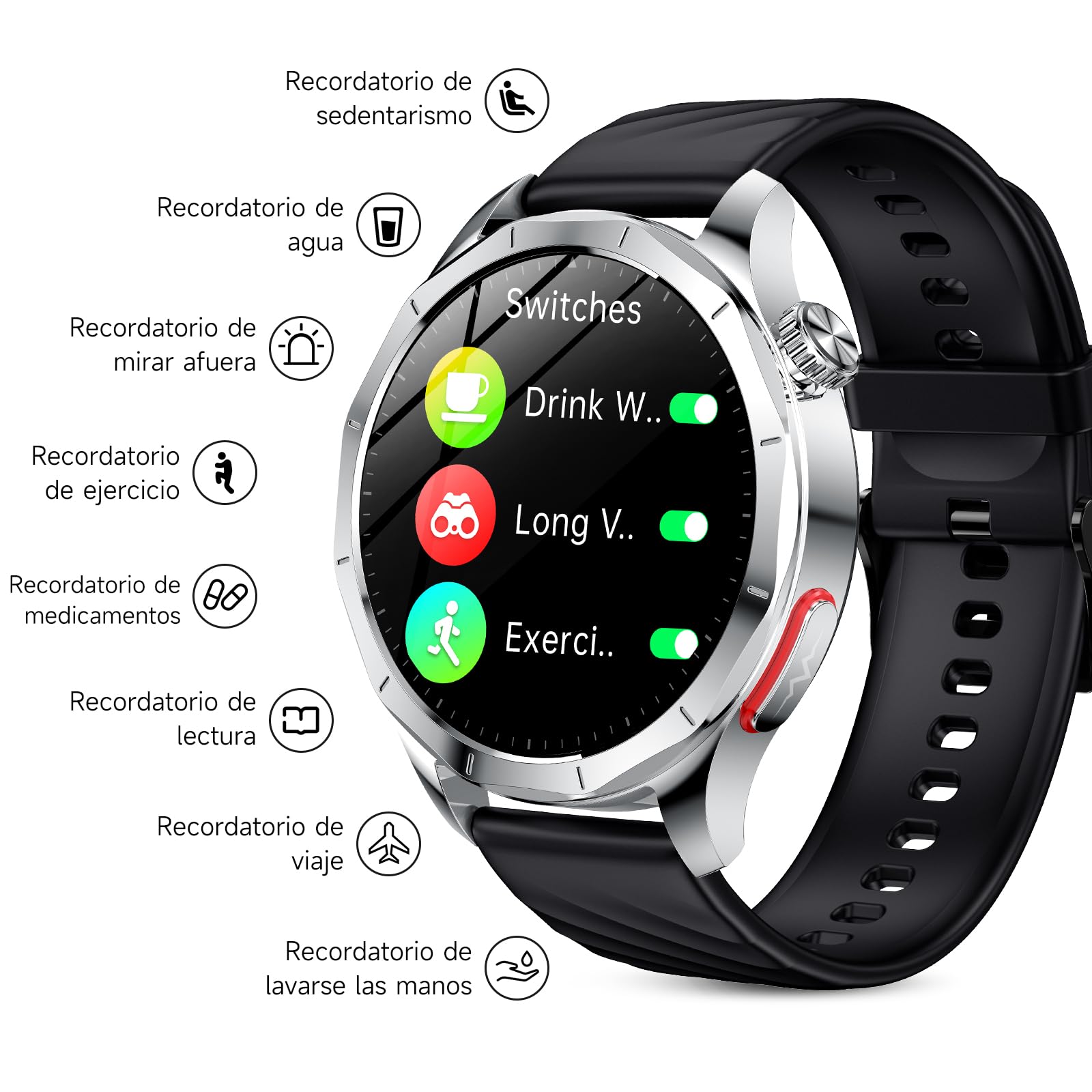 2026 Nuevo ECG Reloj Inteligente Hombre con HRV/BMI, 1.43“ AMOLED Smartwatch con 24H Pulsómetro SpO2 Monitor de Sueño, Pulsera Actividad para Android iOS
