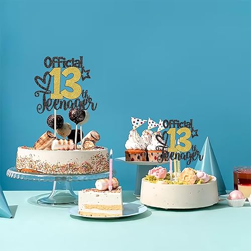 Miniatura 4 de Paquete de 1 decoración oficial para pastel de 13 cumpleaños con purpurina para adolescentes a 13 años de edad, número 13, fabulosa decoración de