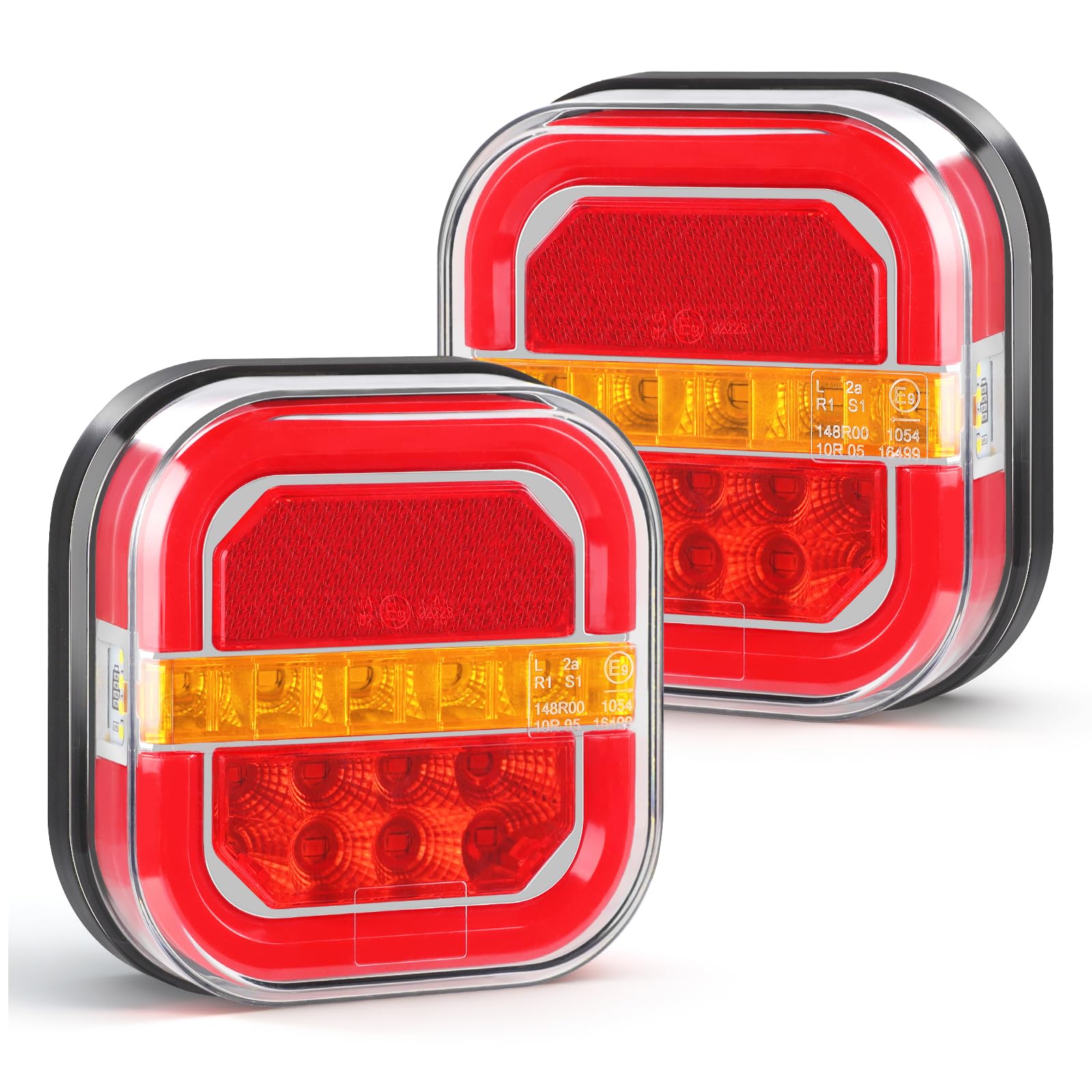2 Feux Arrière Remorque LED Étanches Néon Pour Camion Avec Certificat E 12V 24V Compact 5 Fonctions Pour Camion Caravane Fourgon Tracteur