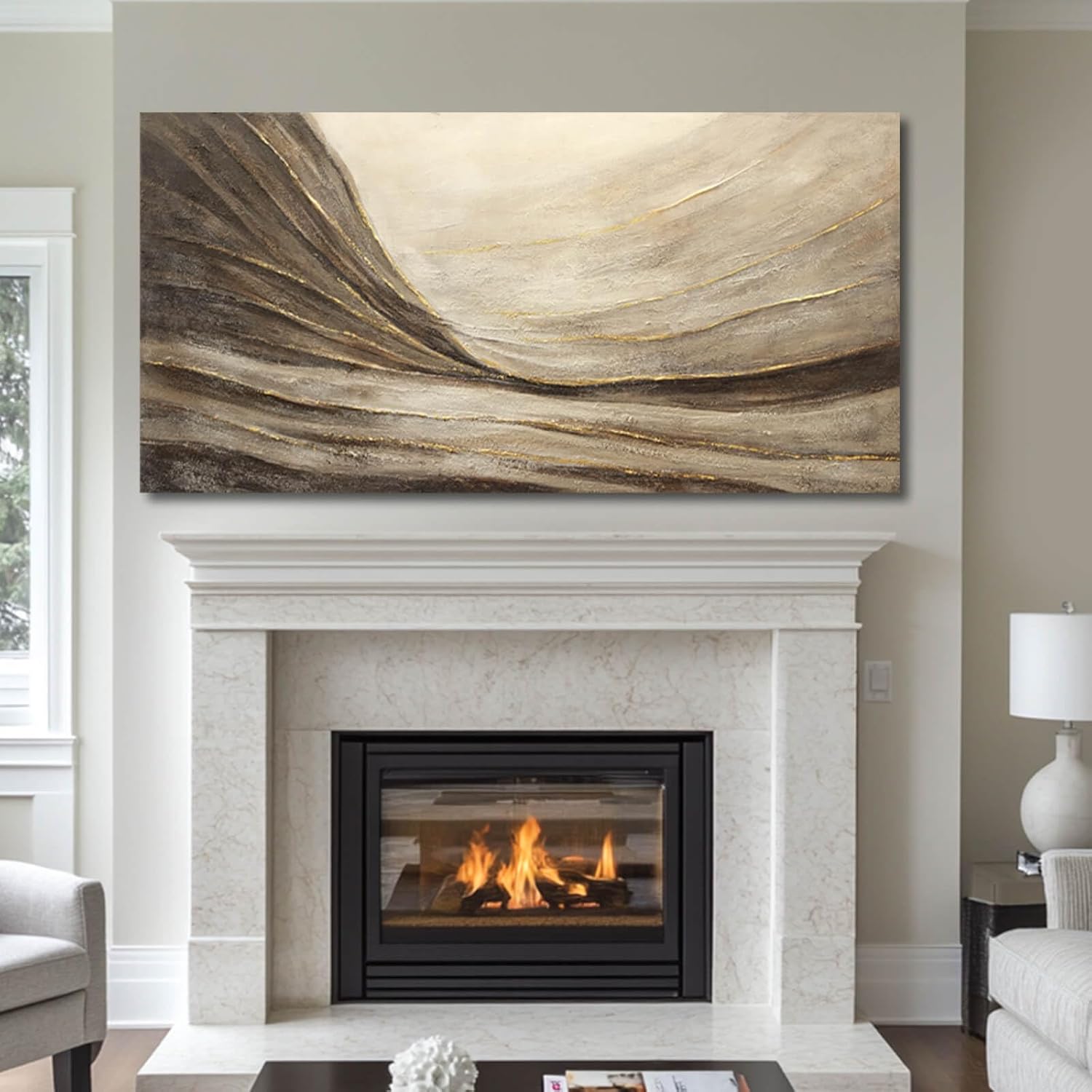 WINKAILIN Abstract Canvas Wall Art Modern Wall Decor Brown and Grey Artwork for Bedroom Dining Room Big Painting for Living Room 29x58 Inch - Image 5