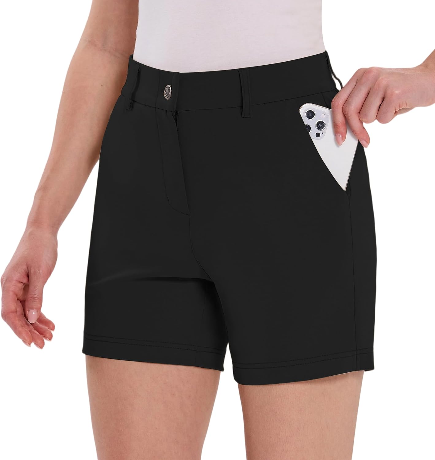 LastFor1 Women's 5" Golf Shorts with Pockets Quick Dry Stretch Athletic Hiking Shorts Casual Summer Outdoor Work Shorts