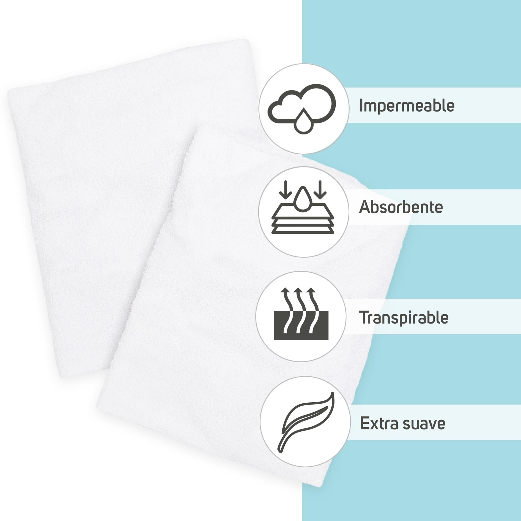 Ti TIN, Set of 2 Mattress Protectors for Child/Baby Bed, 70 x 140 cm, White 2 Units - Image 4
