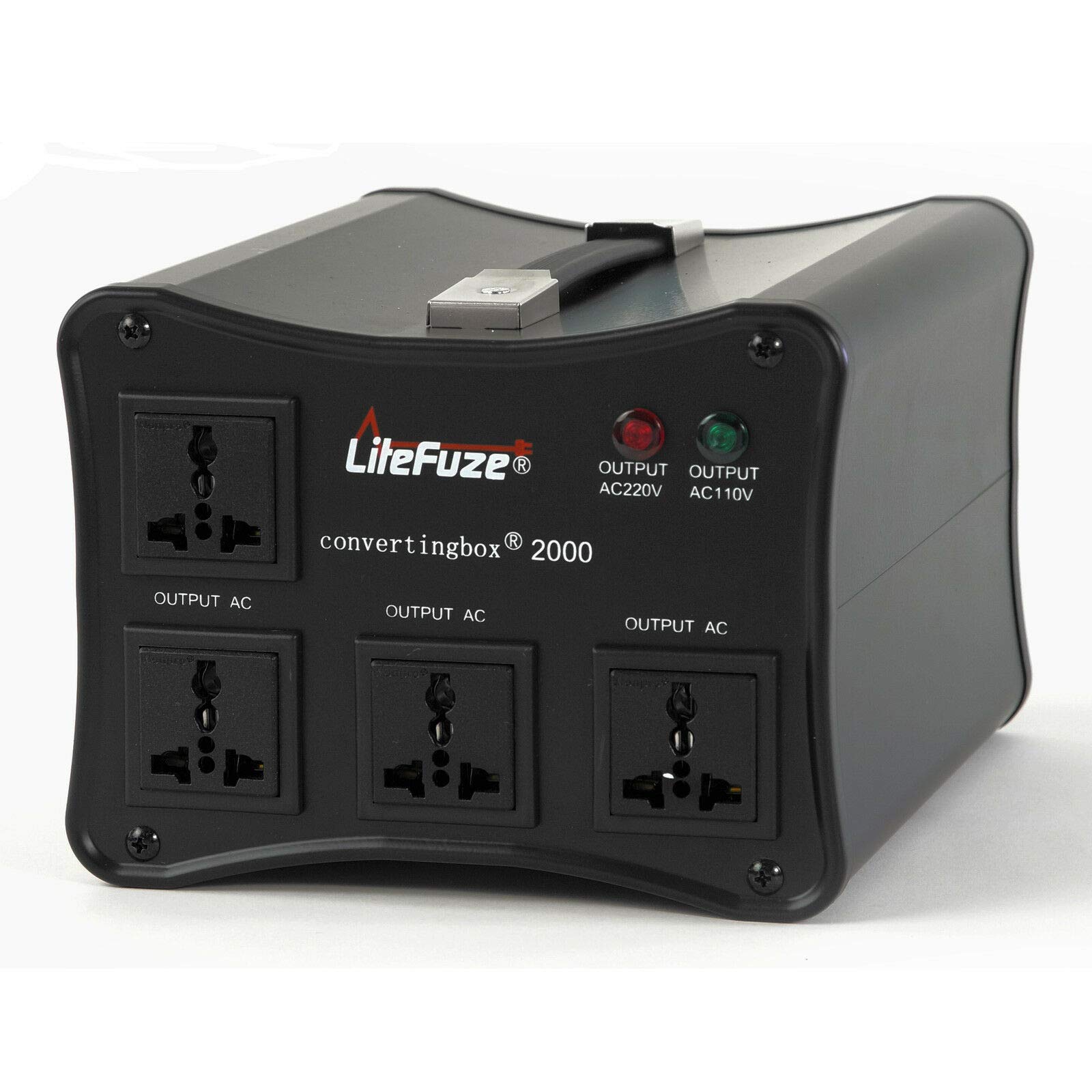 LiteFuze convertingbox 2000 Watt Auto Voltage Converter Transformer - Light Weight - Step Up/Down - Circuit Breaker - Detachable Cord