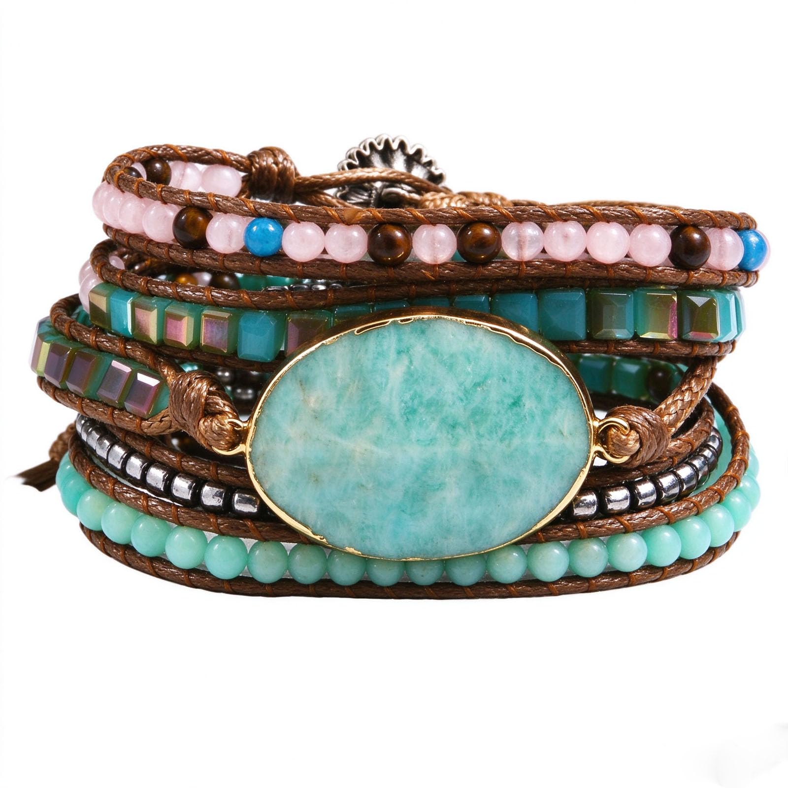 Boho Stone Wrap Bracelet for Women,Turquoise Beaded Bracelet Jewelry Gift