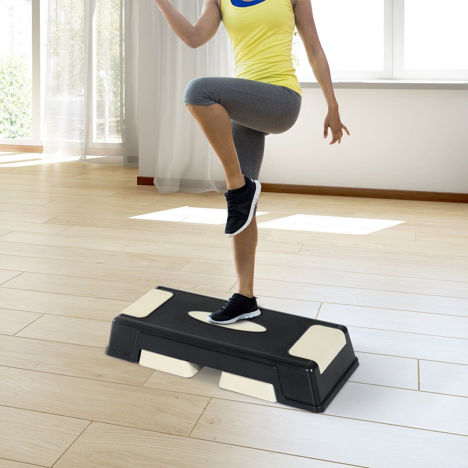 HOMCOM Stepper Professionale da Aerobica Fitness in Plastica 71 x 28 x 12.5cm/17.5cm/22.5cm Nero e Grigio
