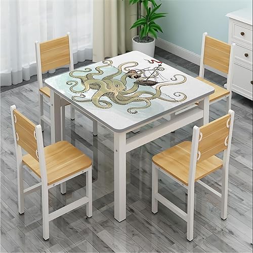 Miniatura 4 de Kraken - Mantel cuadrado elástico, mantel decorativo para el hogar con diseño de pulpo hundiendo los barcos piratas del mito griego, se adapta a