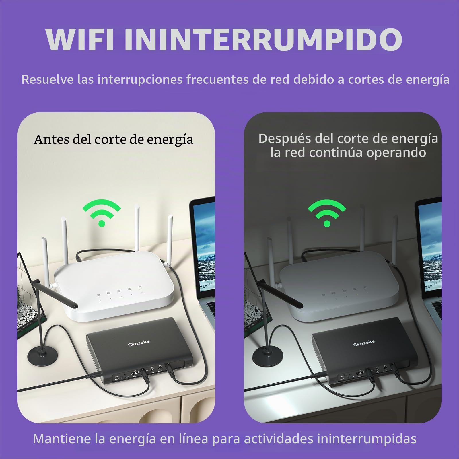 Mini UPS, sistema de alimentación ininterrumpida de 15000 mAh con salida de CC USB 5 V/2 A CC 5 V/9 V/12 V/2 A, batería de respaldo para enrutador, módem, cámara de seguridad, extractor de leche y más