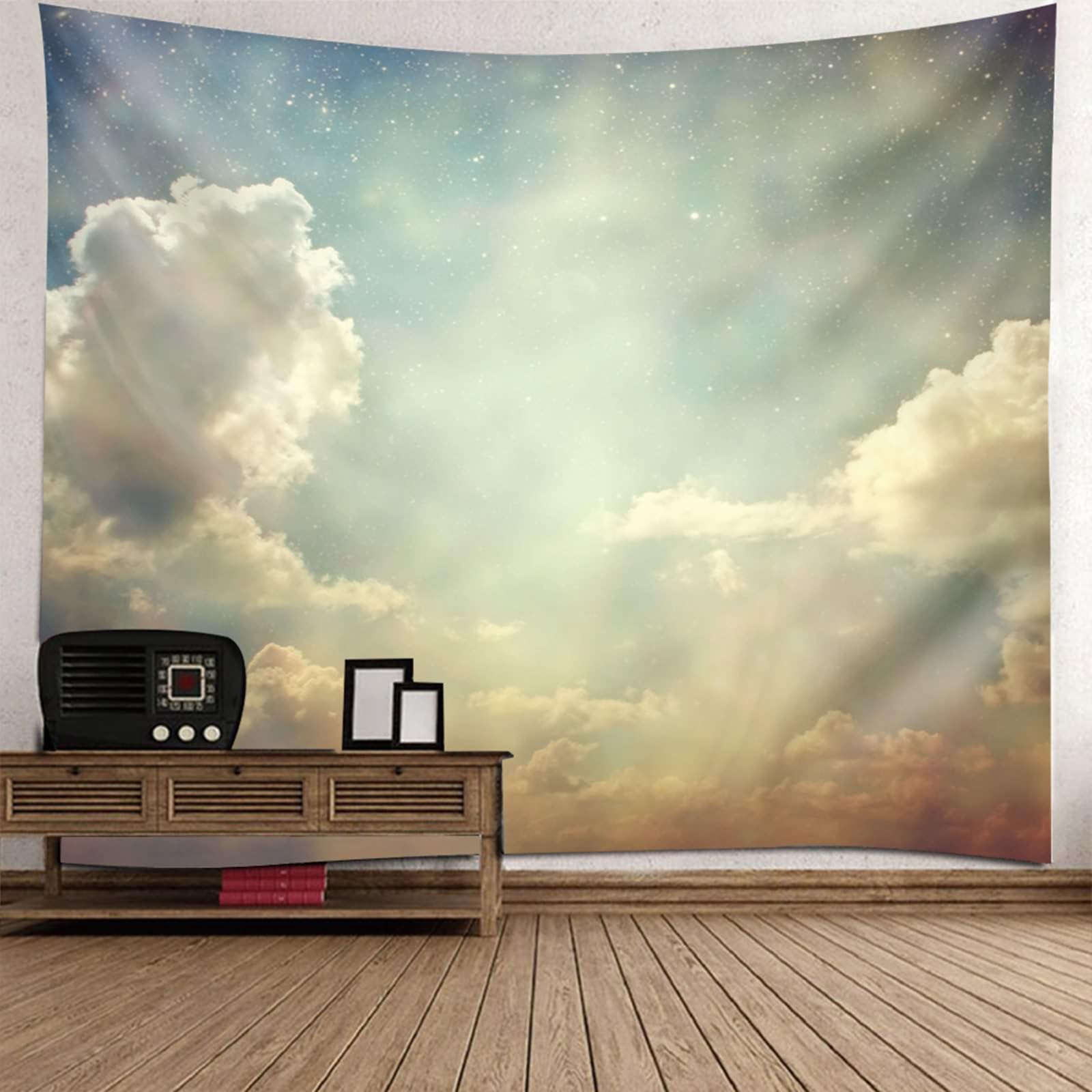 Tapiz de pared de 200 x 200 cm, para salón, dormitorio, color gris y blanco