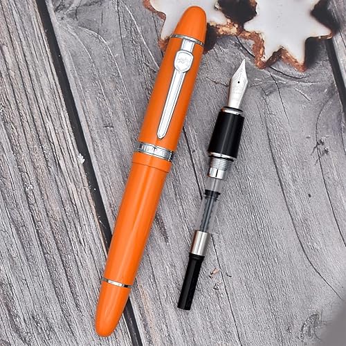Miniatura 3 de Jinhao 159 - Pluma estilográfica pesada grande, 3 piezas en 3 colores (naranja, blanco, amarillo)