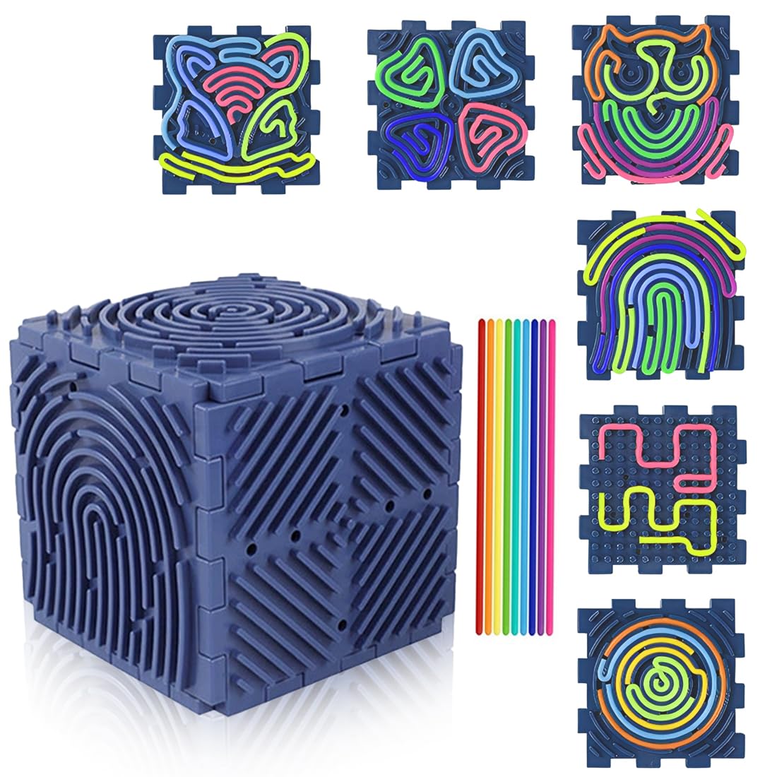 4 Pannelli Sensoriali Luminosi Per Bambini (3+ Anni) E Adulti - Gioco Bifacciale In Silicone Con 44 Corde - Autismo, ADHD, Viaggio