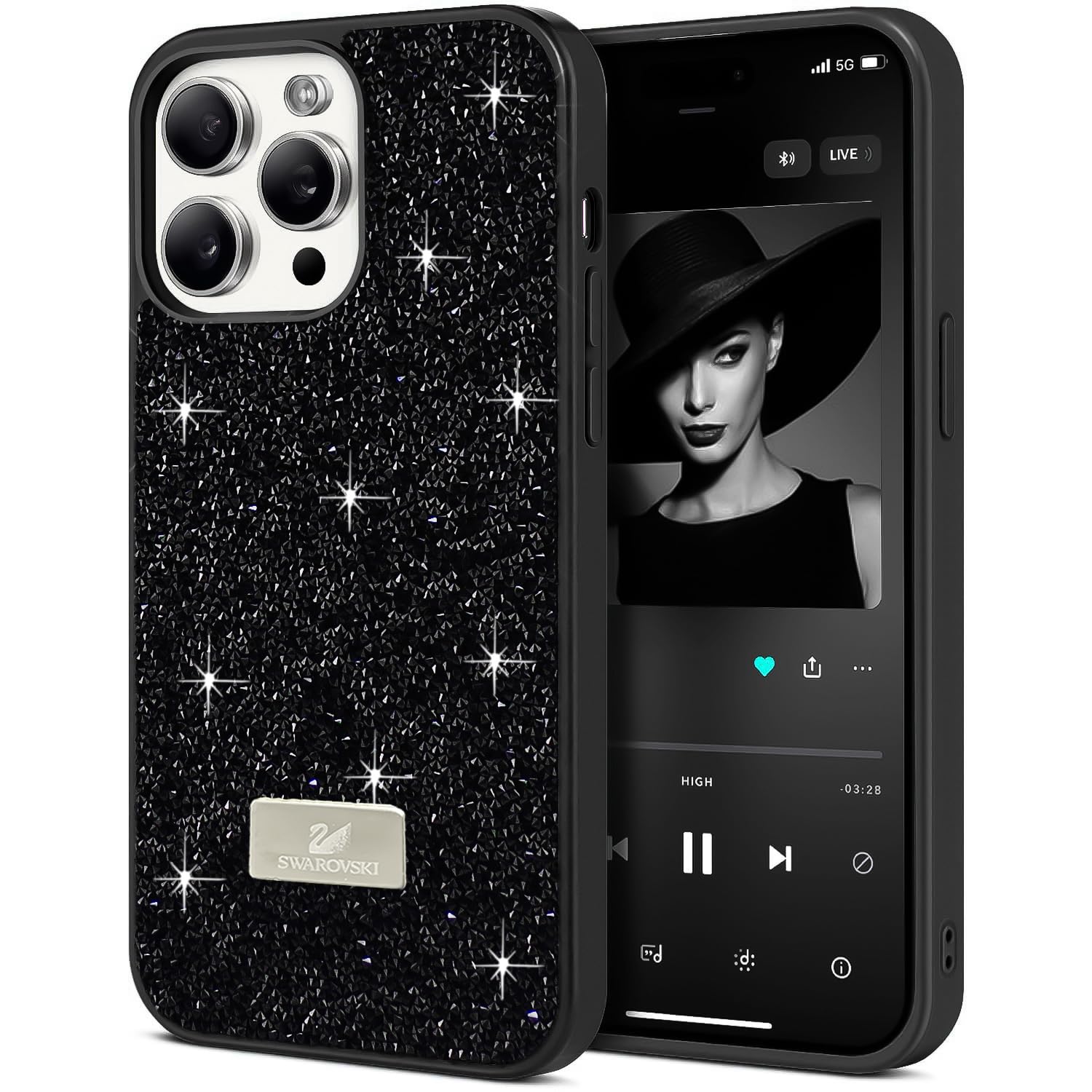 Dl3 Mobilak Case For iPhone 14 Pro Case Glitter, Sparkle Diamond Crystal Bling Case with Bling, Ultra Thin Lightweight Full Body Shockproof Anti-Scratch Protective Cover