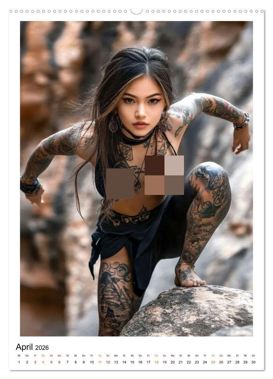 Tattoo Dreams - Sinnliche Kunstwerke (Wandkalender 2026 DIN A2 hoch), CALVENDO Monatskalender: Erotische Frauen verzaubern mit sexy Tatoos. (CALVENDO Erotik)