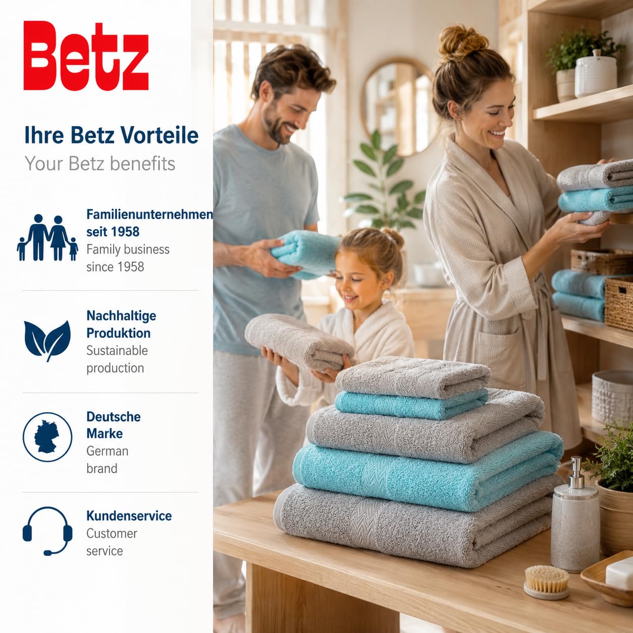 Betz 10-częściowy zestaw ręczników Classic 100% bawełna 2 ręczniki kąpielowe 4 ręczniki do rąk 2 ręczniki dla gości 2 ręczniki do rąk kolor srebrnoszary i turkusowy