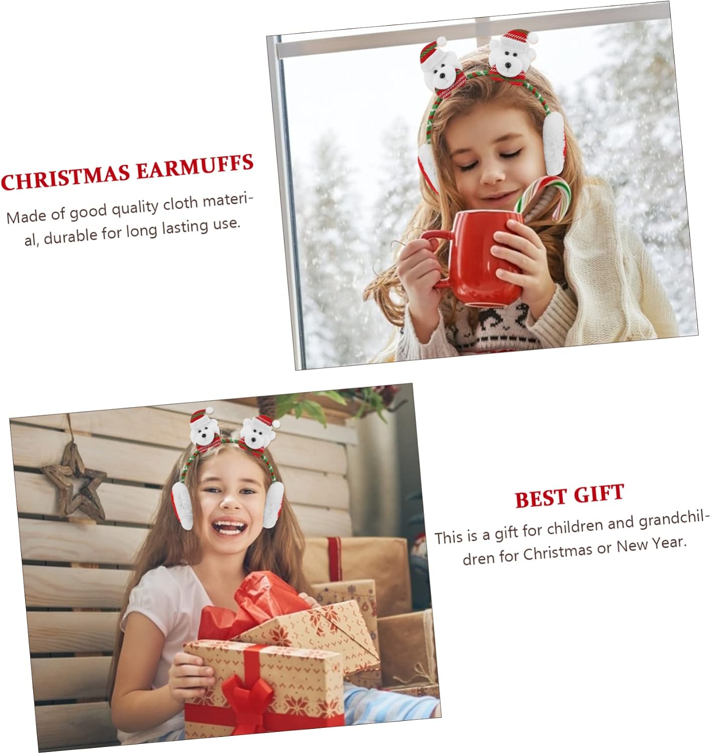 Warm Earmuffs for Girls Cute Christmas Bear Ear Cover Headband for Boys and Girls Thick Insulation for Outdoor Activities Soft and -friendly Material for Cold Weather