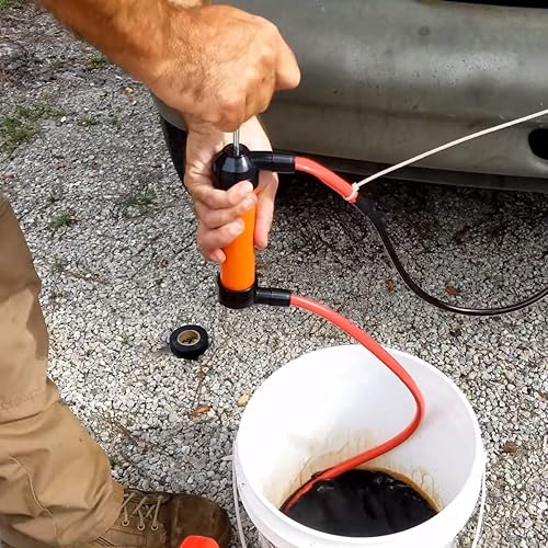 Miniatura 6 de Katzco Bomba manual de transferencia de líquidos, sifón, 2 mangueras, 50 x 0,5 pulgadas, para gas, aceite, aire, insecticidas químicos y otros