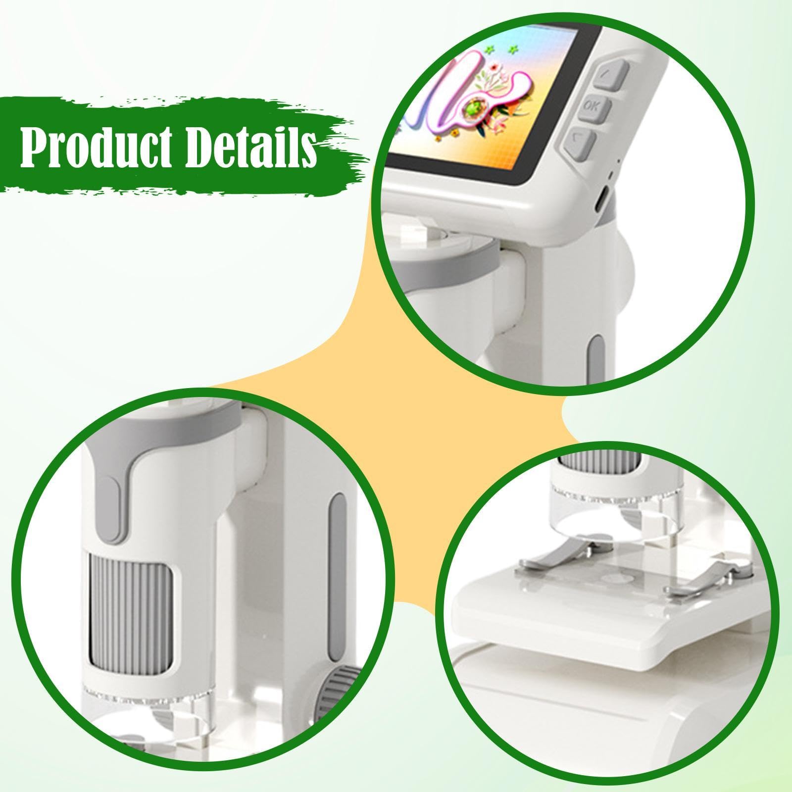 Microscopio Didattico per Bambini con Ingrandimento da 100x a 1600x. Giocattolo Scientifico per Bambini. Ideale per Studenti E Come Regalo di Complean, Grigio