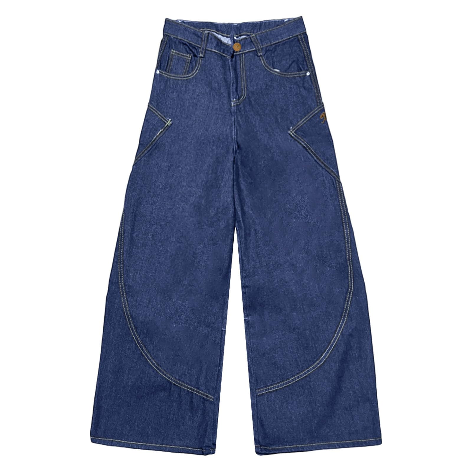 Generico Pantaloni Sportivi Donna, Pantalone Donna Comodo,Jeans Stile retrò da Strada con Design Unico Gamba Svasata Curva Larghi Lunghi al Pavimento