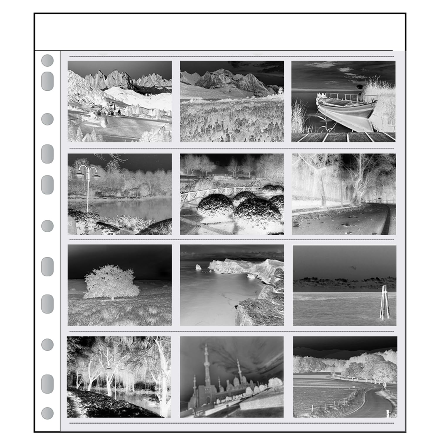 100pcs Feuilles de fichier de classement de Stockage d'archives 120 sans Acide, pour 120 Diapositives négatives de Film Noir et Blanc 6x6 645 6x17 (100xLX120)