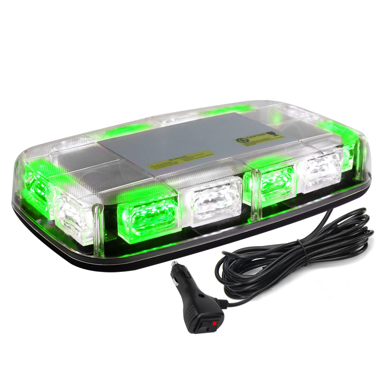 OPL5 White Green LED Rooftop Strobe Light,16 Flashing Modes, 48-LED Warning Beacon Roof Top Hazard Caution Lights for 12-24V, Trucks, Snow Plow, Construction Vehicles