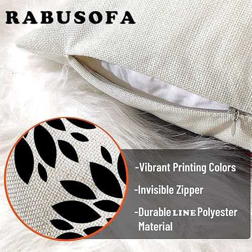 Miniatura 6 de RABUSOFA Juego de 4 fundas de almohada lumbar de 12 x 20 pulgadas, modernas fundas de almohada para sofá, color blanco y negro, fundas decorativas