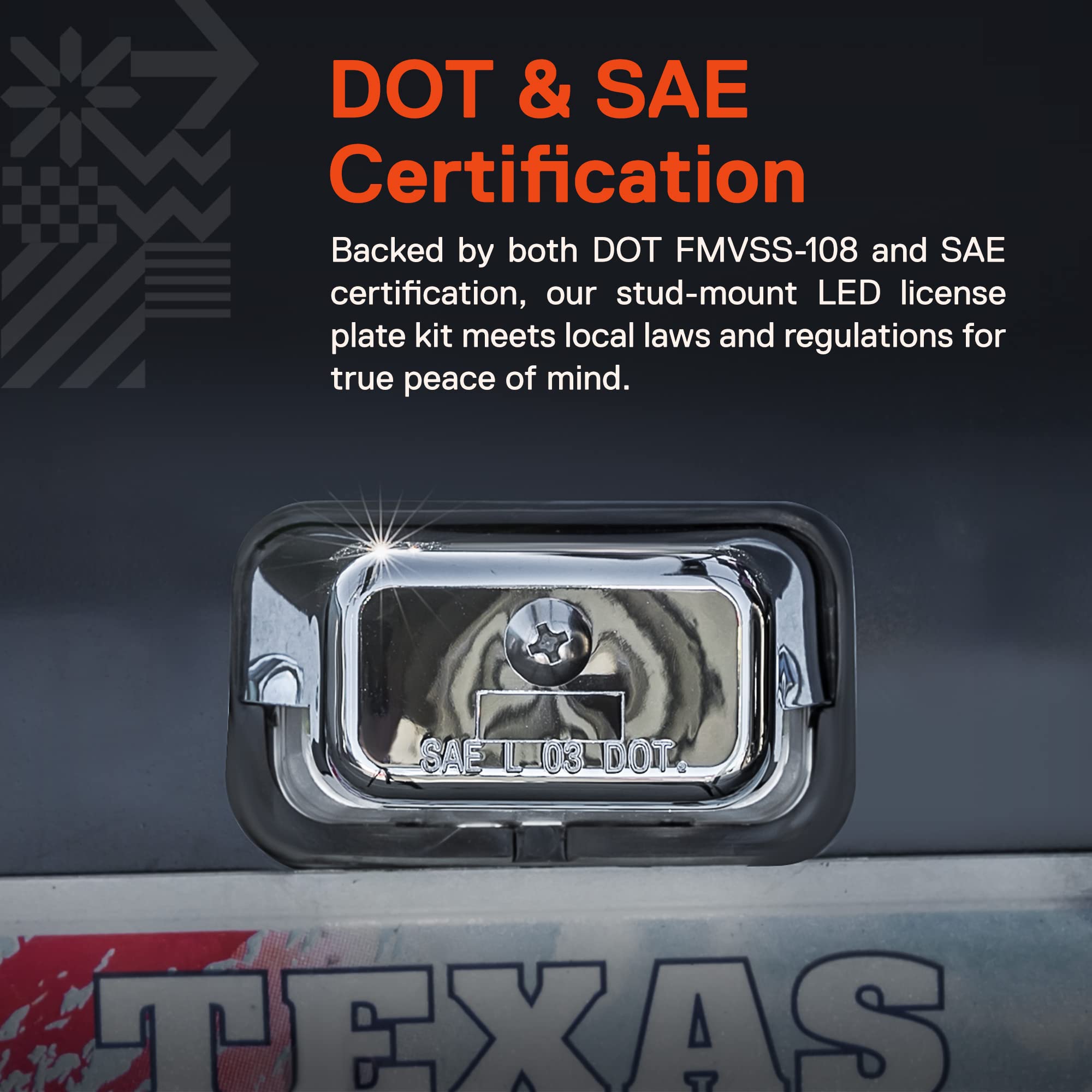 TRUE MODS Chrome LED License Plate Boat Trailer Light Stud Mount DOT FMVSS 108