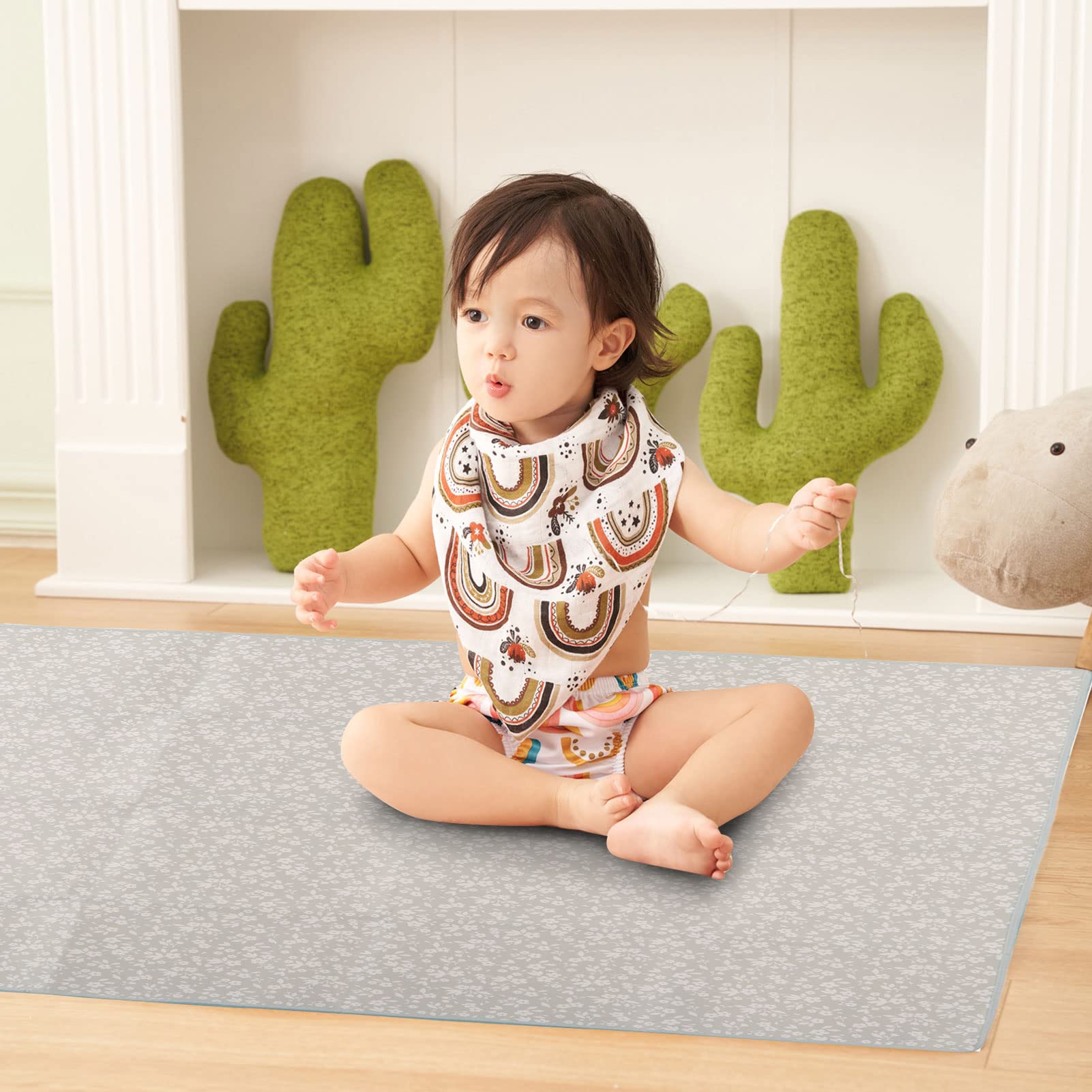 Baby Splat Mat for Under High Chair, 43.3 x 43.3 Inch Wipeable Splash Mat, Waterproof and Washable, Anti-Slip Floor Protector, Waterproof Anti-Slip Food Splash Spill Mess Mat