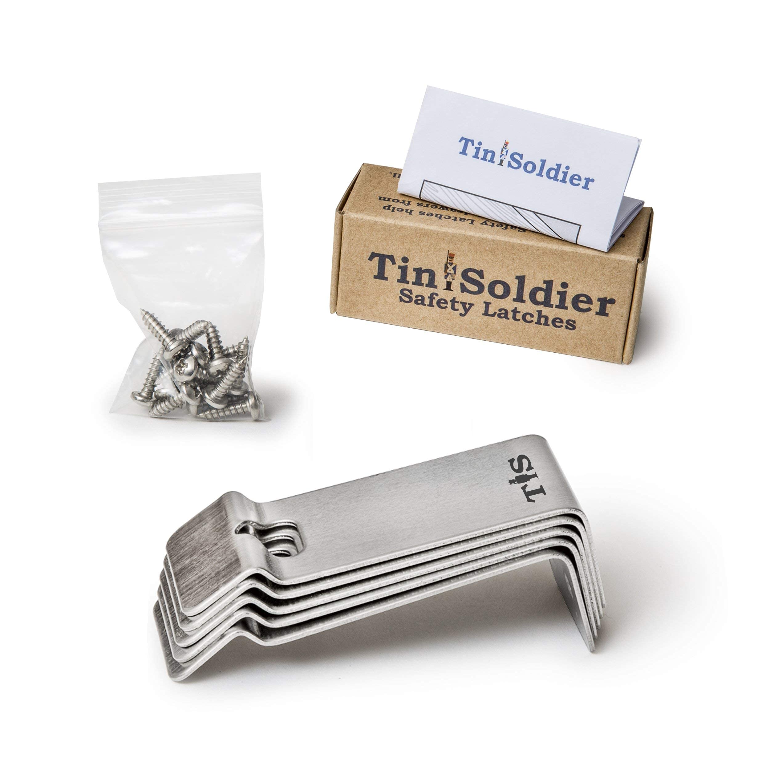 Sicherheitsriegel für Schränke und Schubladen, aus robustem Edelstahl, für Zuhause, Küche, Bad, Garage, schützt Kinder, Haustiere, inkl. Hardware