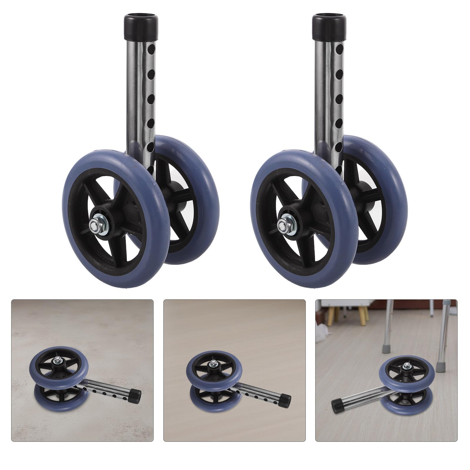ibasenice Ruedas Giratorias para Andador 1 Par Ruedas de Repuesto Silenciosas de Acero Inoxidable Tamaño 8.65 X 4.72 X 4.32 Pulgadas Accesorios para Caminadores y Rehabilitación
