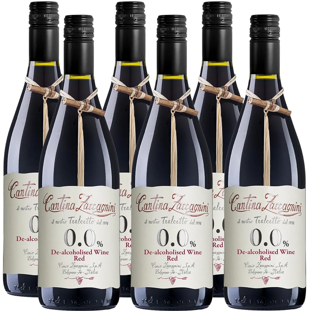 Vino Rosso Dealcolato | Senza Alcol Free 0.0 | Zaccagnini | 6 Bottiglie 75 cl | Abruzzo