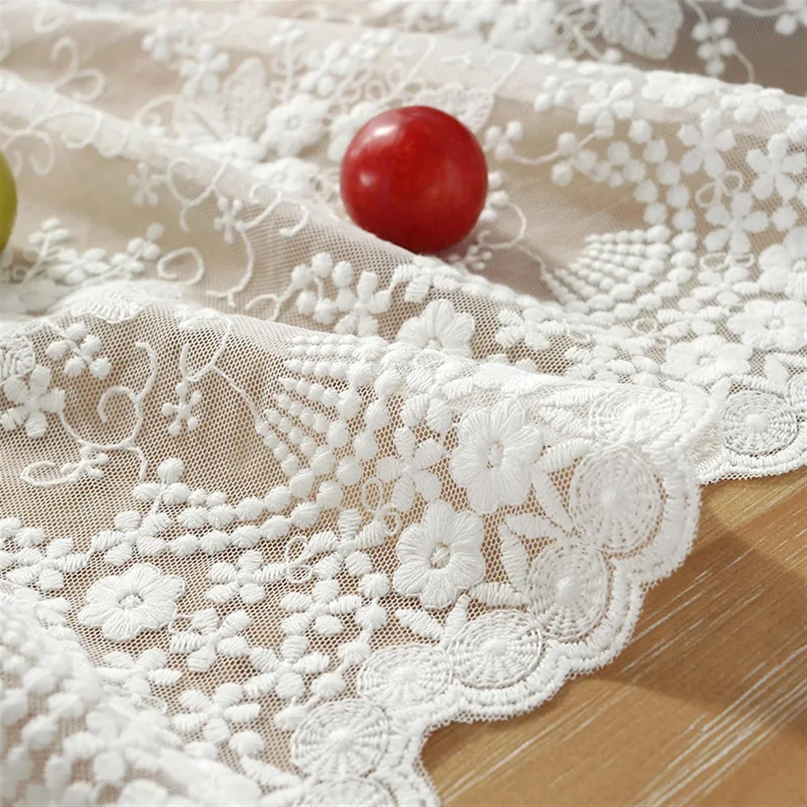 Koronkowy bieżnik na stół, Kwiatowy haft Ślubna herbata na baby shower(Beige,40x200cm 1pc)