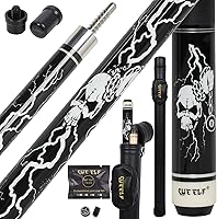 CUEELF Skull Pool Cue Stick - 100% Canadian Maple Low Deflection 13mm Tip Billiard Cue 19.5-21oz for Bars Clubs